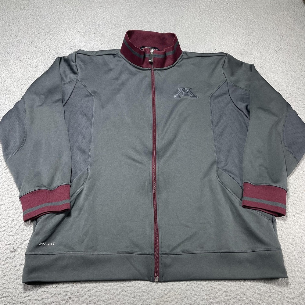Minnesota Golden Gophers Jacket Full Zip Mens XL Gray NCAA Football Nike Dri Fit